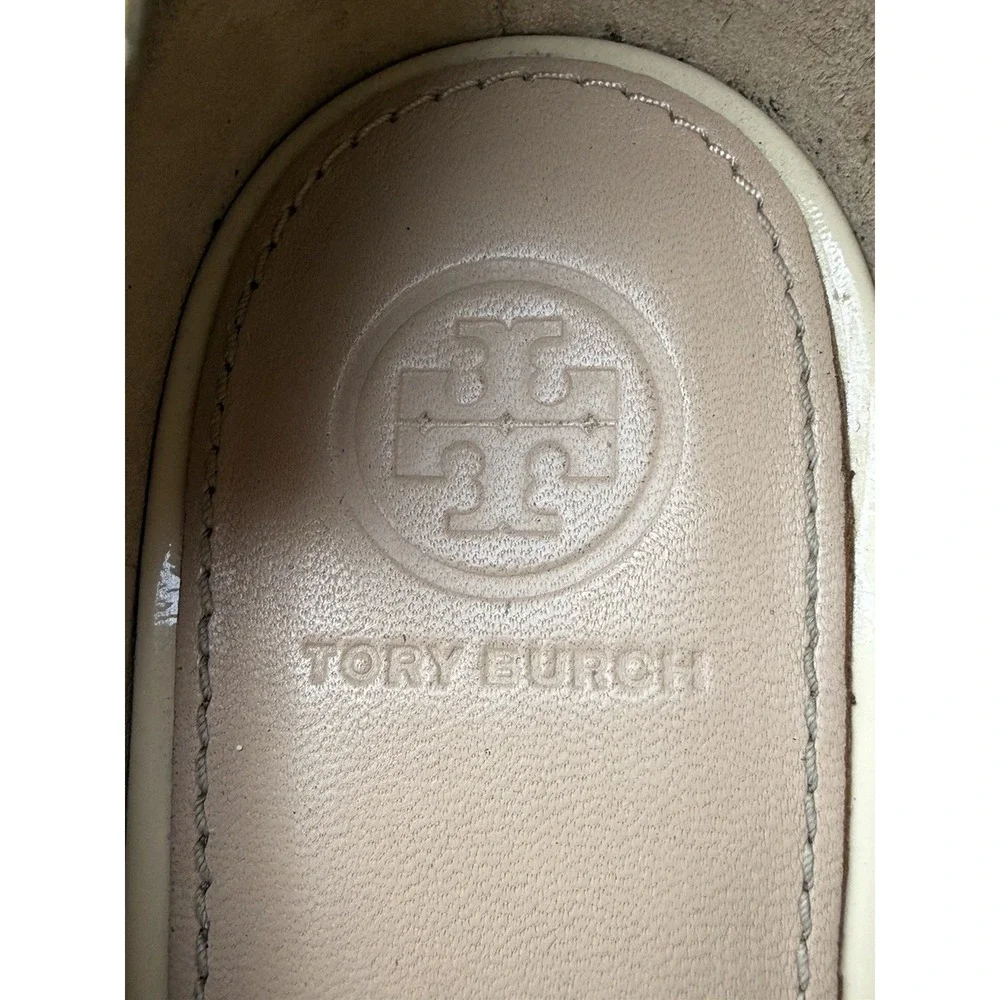 Tory Burch Two Tone Cream & Red Patent Leather Pumps Size 9.5 Medium